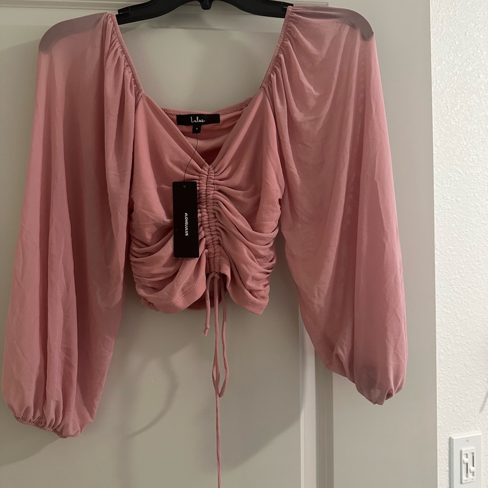 Lulu's Pink Ruched Blouse - Picture 2 of 2